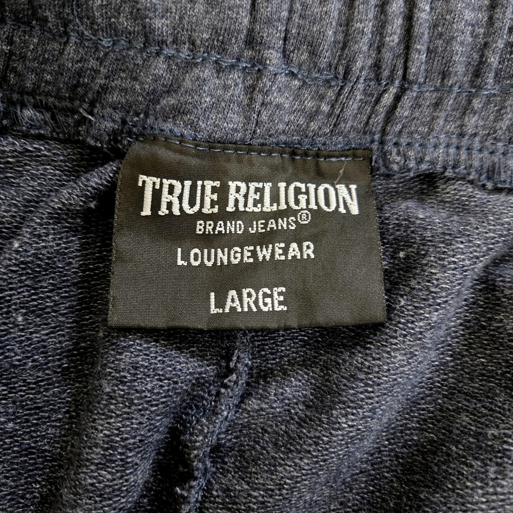 True Religion Loungewear Pants Mens Size‎ Large Blue Joggers Silver Logo 34x37 - Picture 3 of 11